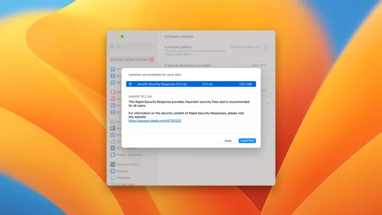 A desktop showing an Apple update to be installed